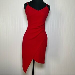 No boundaries womens‎ small red spaghetti strap mini dress bodycon asymmetrical